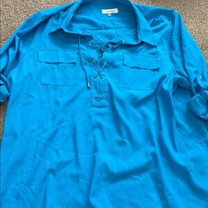 Calvin Klein Bright Blue Lace-Up Shirt